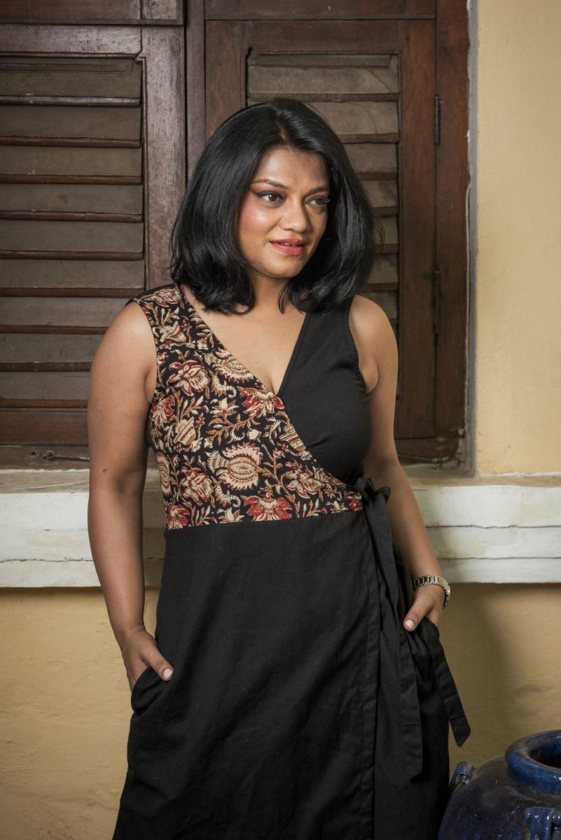 A Dream in Black Handloom Cotton Wrap Dress