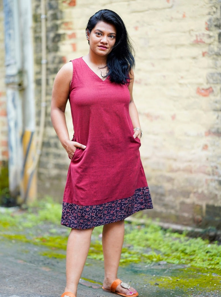 Maroon Cotton A Line Shift Dress Madhurima Bhattacharjee Maroon Cotton A Line Shift Dress Madhurima Bhattacharjee