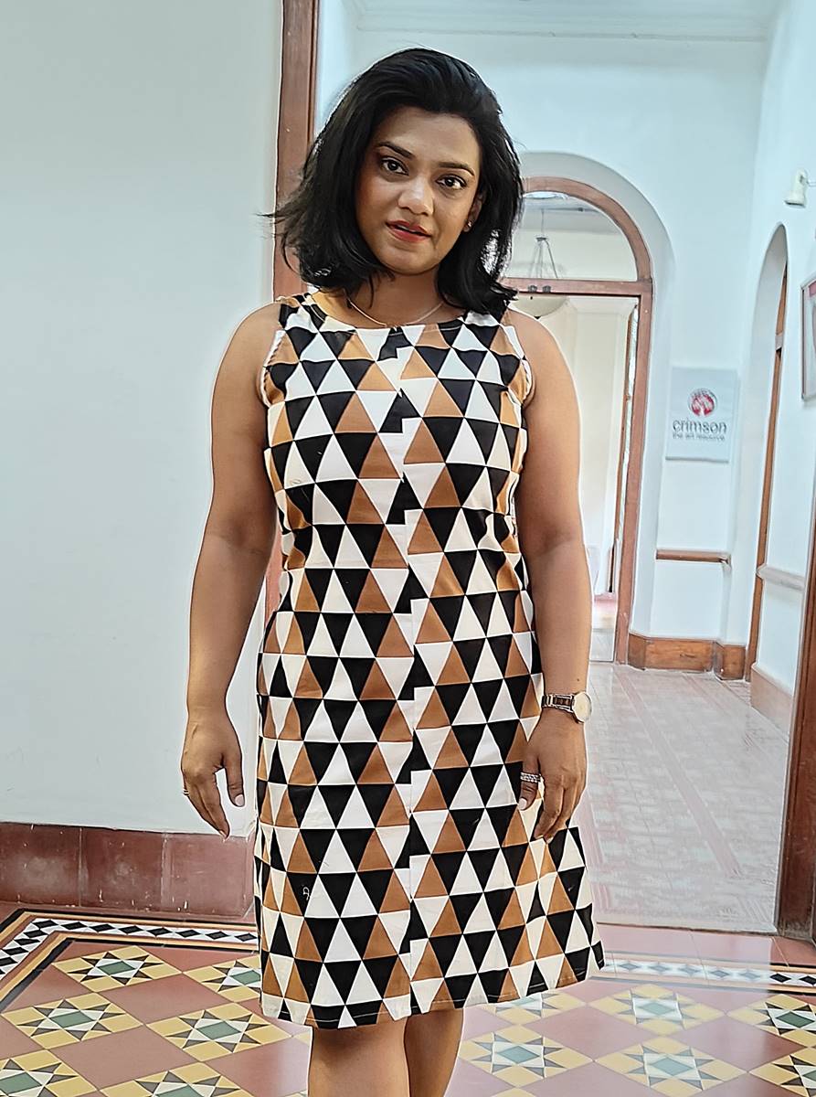 Triangle Black and Brown Cotton Shift Dress