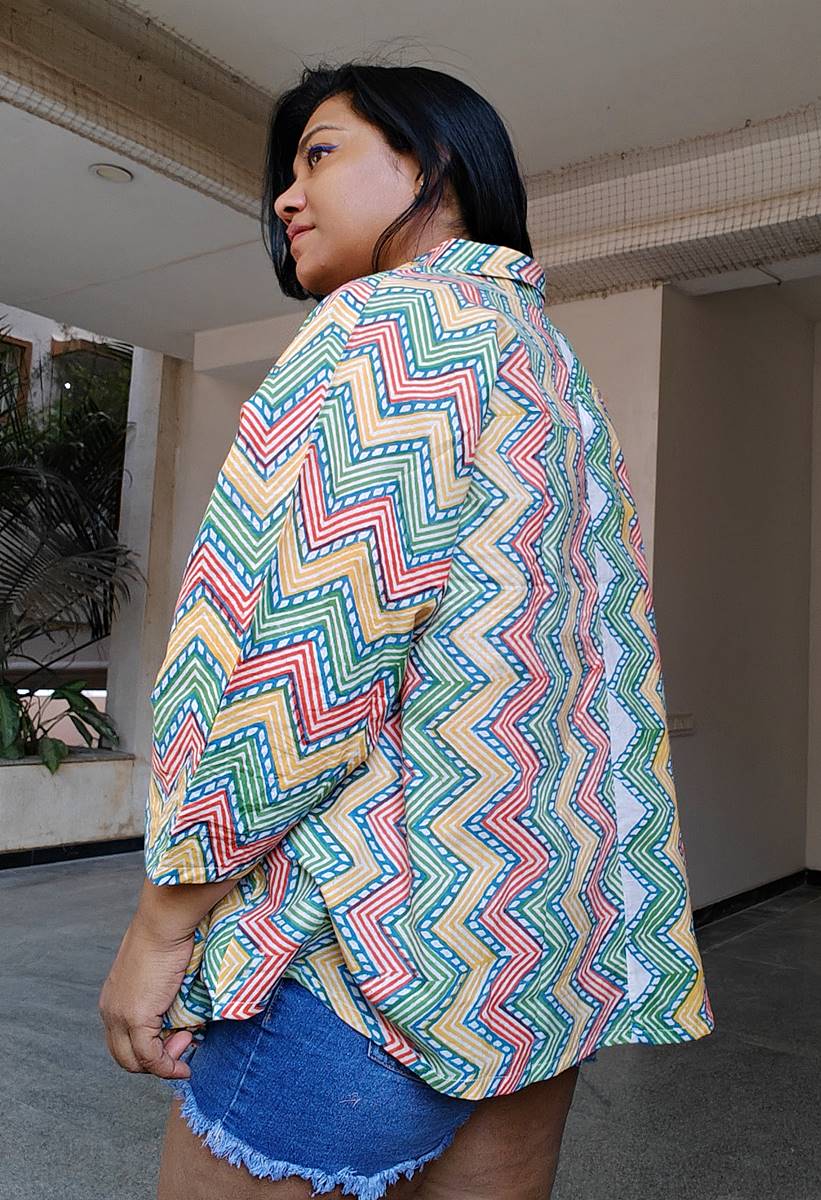 Multi Colored Printed Free Size Pure Cotton Shirt