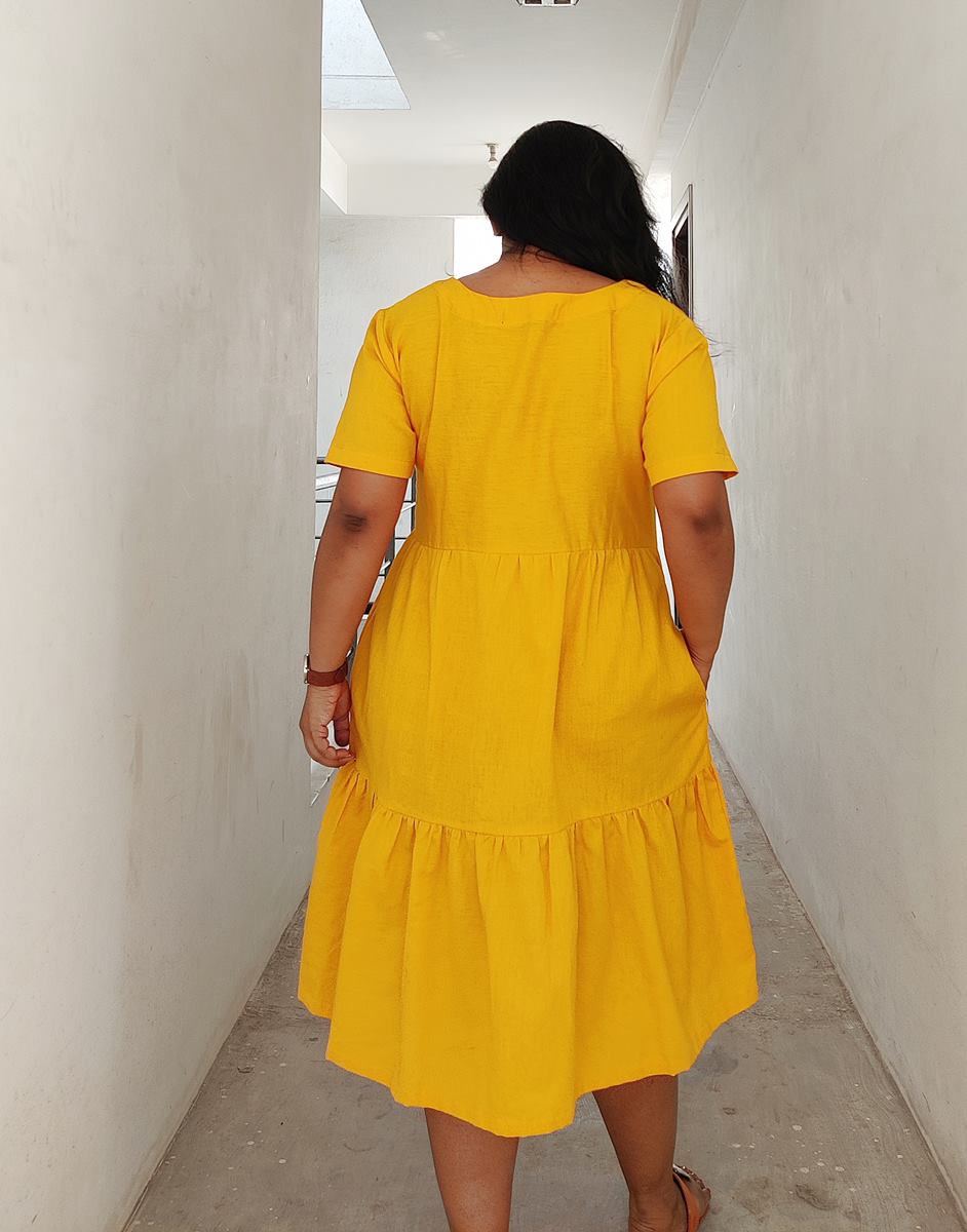 Begonia Marigold Yellow Linen Dress