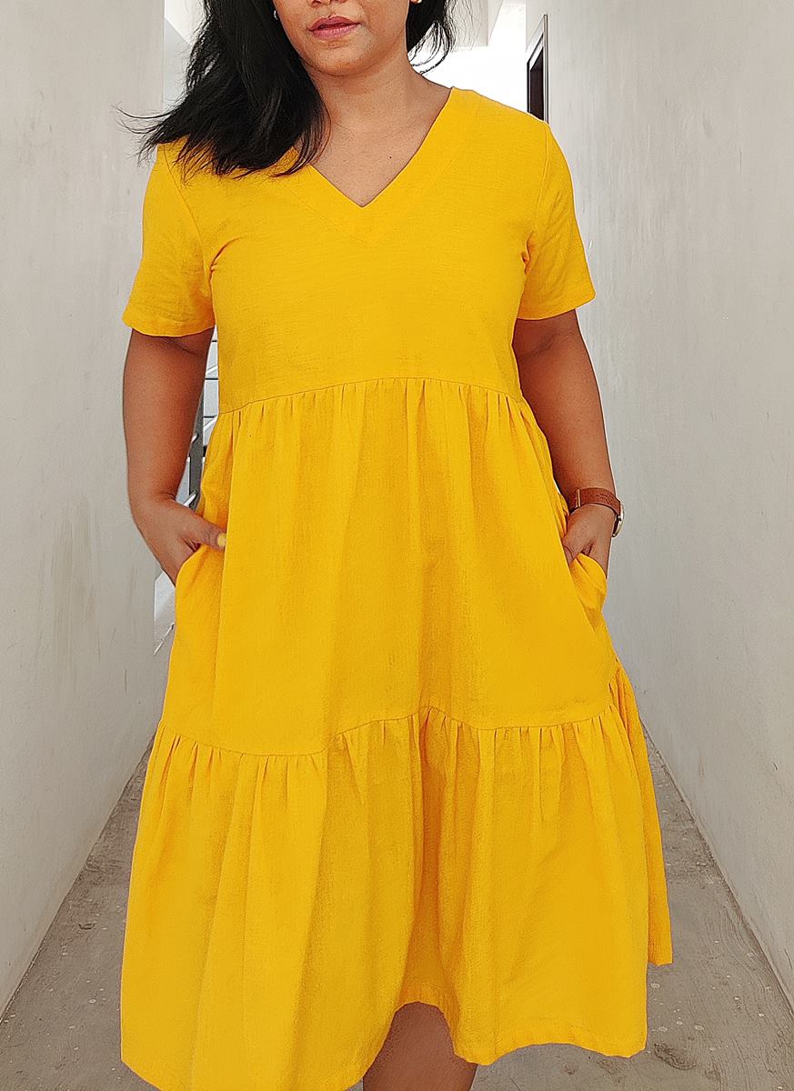 Begonia Marigold Yellow Linen Dress