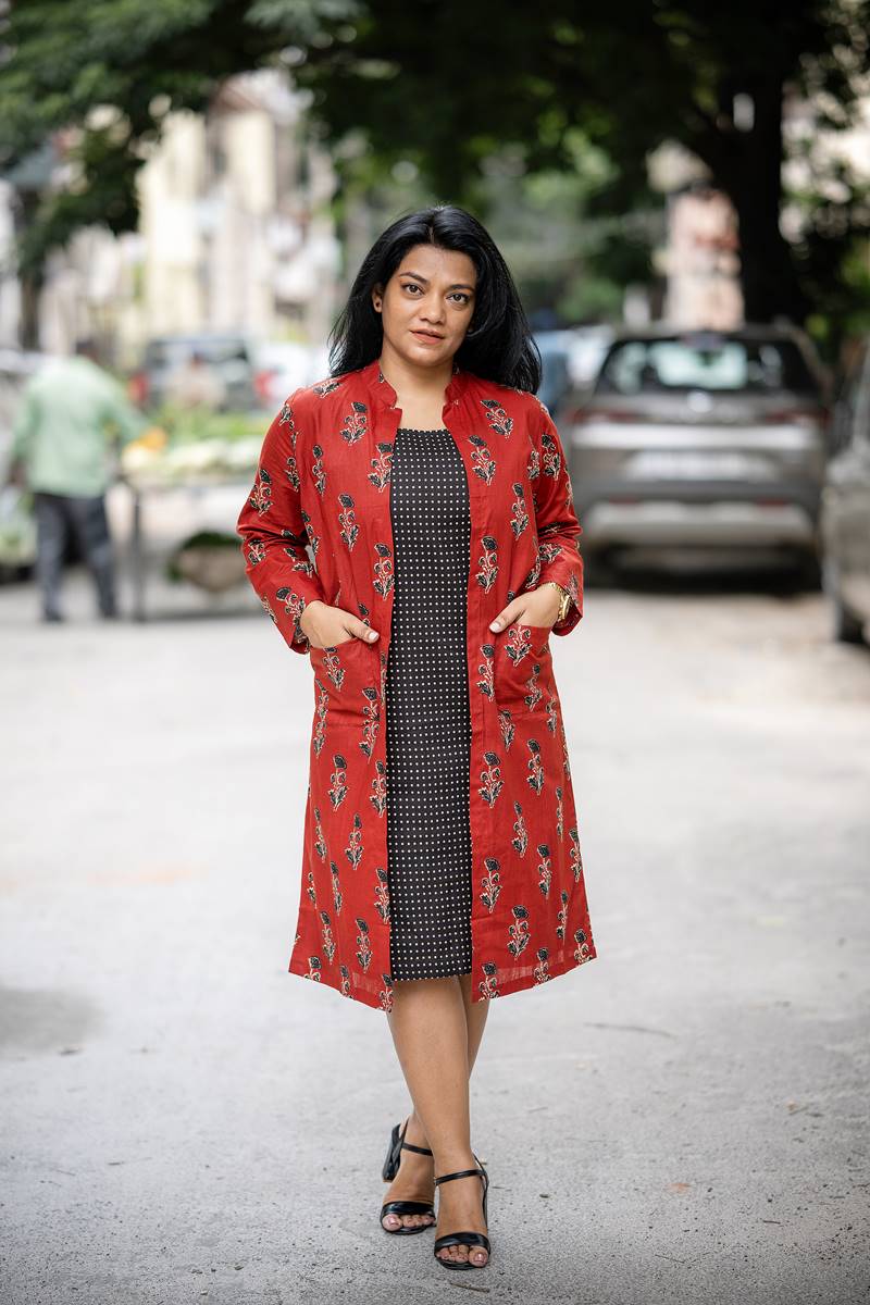 Red and Black Printed Cotton Set of Two Dresses