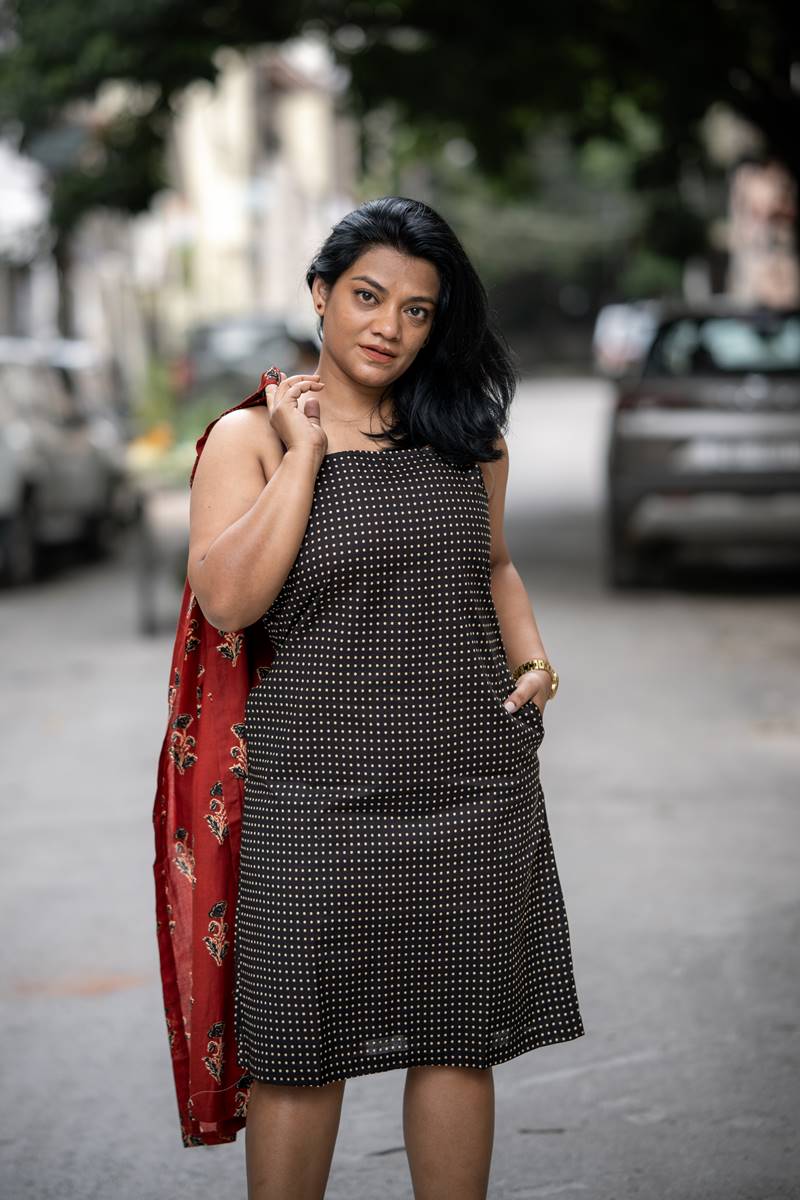 Red and Black Printed Cotton Set of Two Dresses