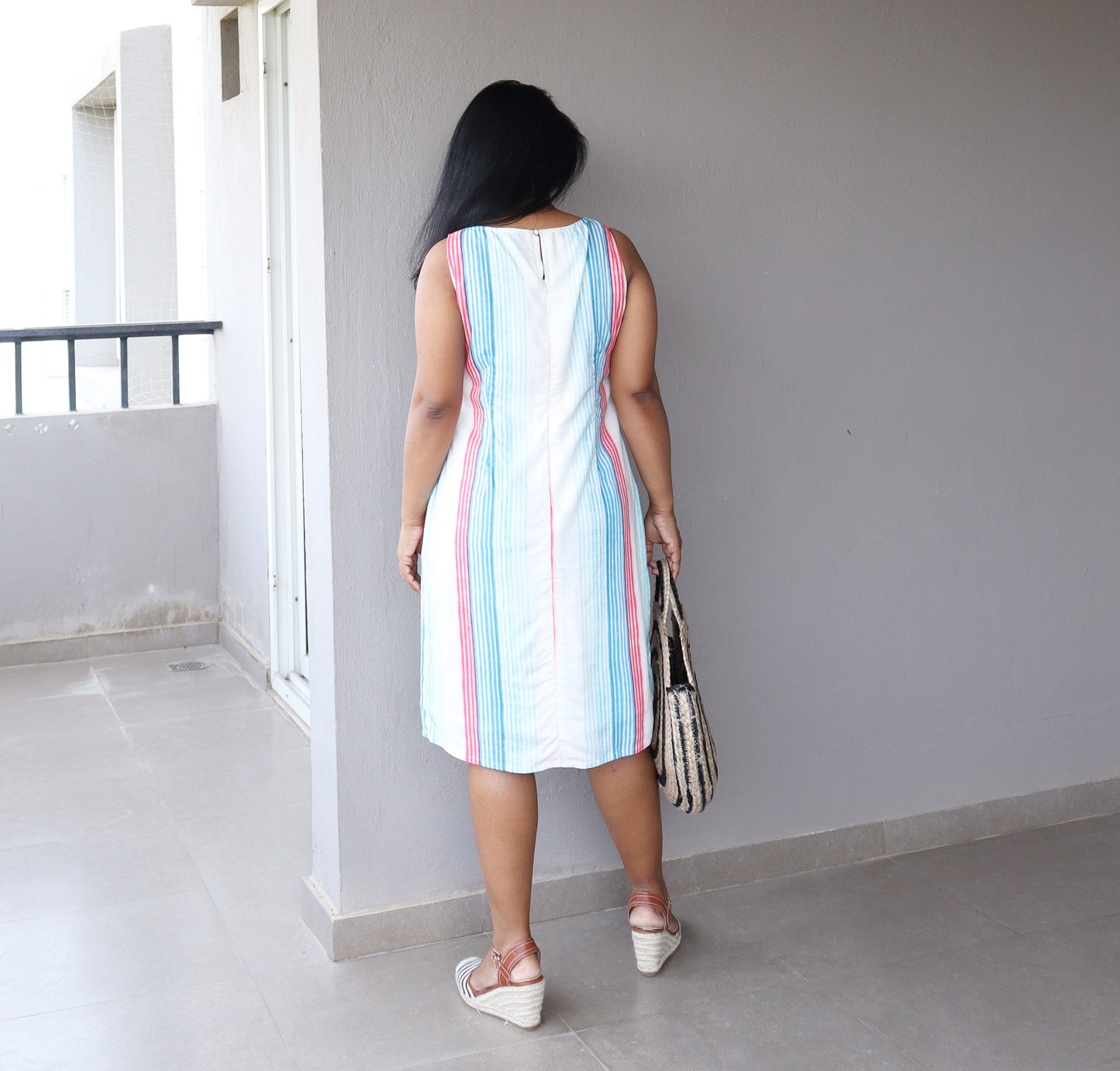 Ombre White Cotton Viscose Viscose Shift Dress