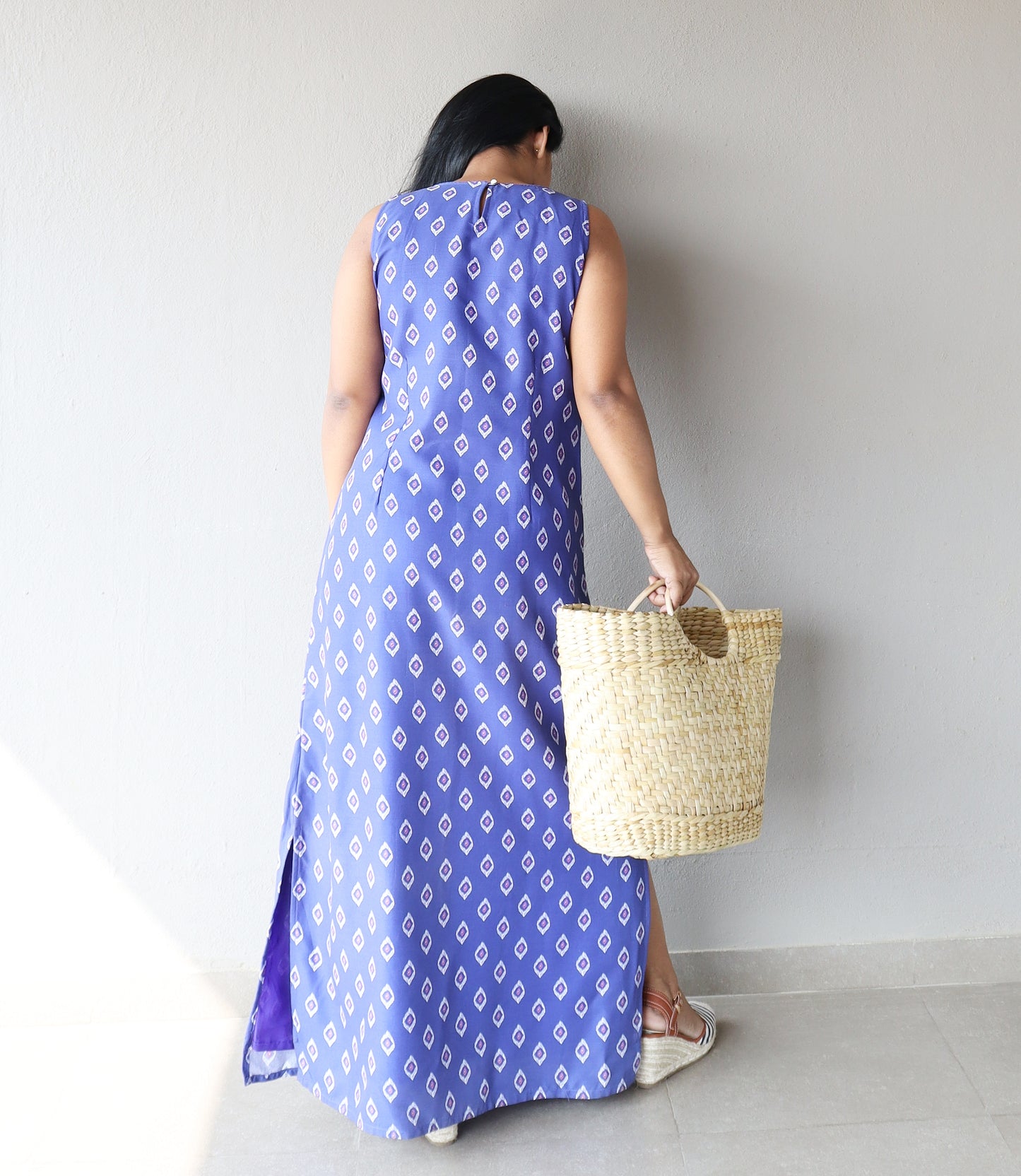 Electric Blue Cotton Viscose Maxi Dress