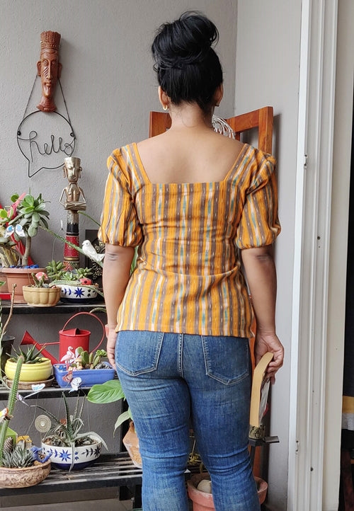 Tangerine Ikat Cotton Top
