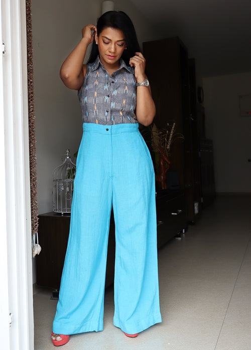 Grey and Blue Ikat Jumpsuit