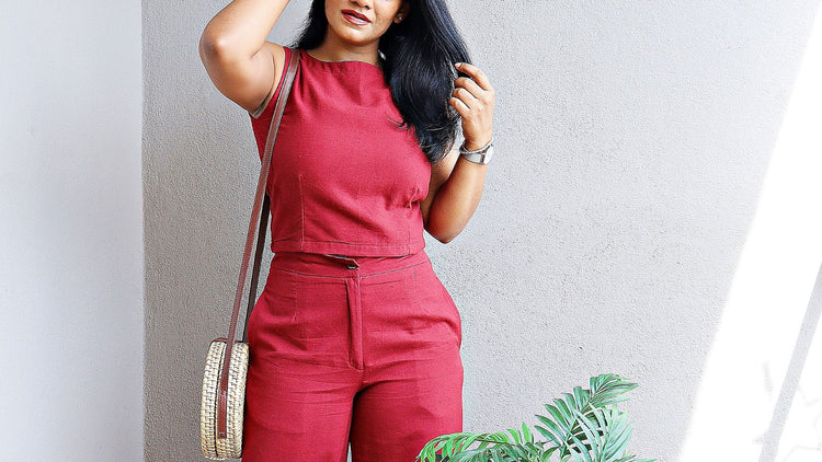 Co-Ord Set Black Linen Shirt and Maroon Wide Leg Pants – Madhurima  Bhattacharjee