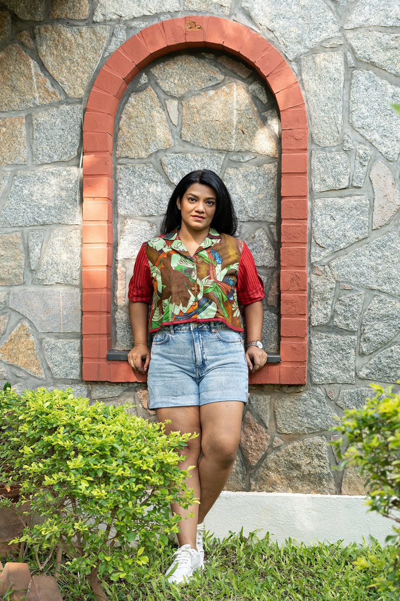 Chaavi Printed Cropped Cotton Shirt