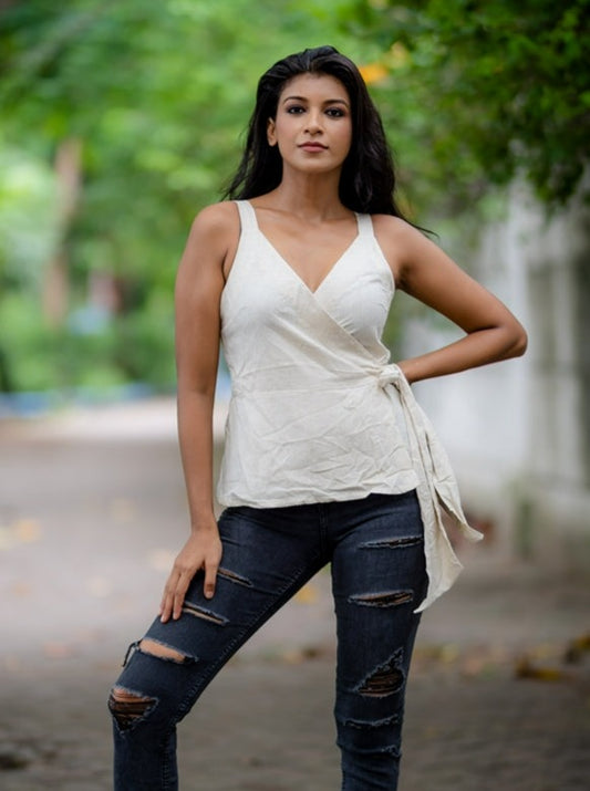 Cram Kora Handloom Cotton Wrap Top