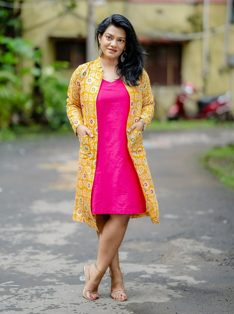 Poppy Set of Two Dresses Yellow Batik and Pink Silk