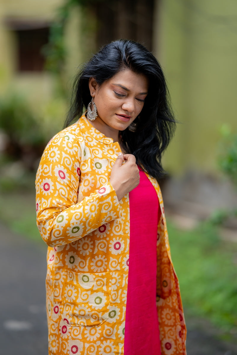 Poppy Set of Two Dresses Yellow Batik and Pink Silk