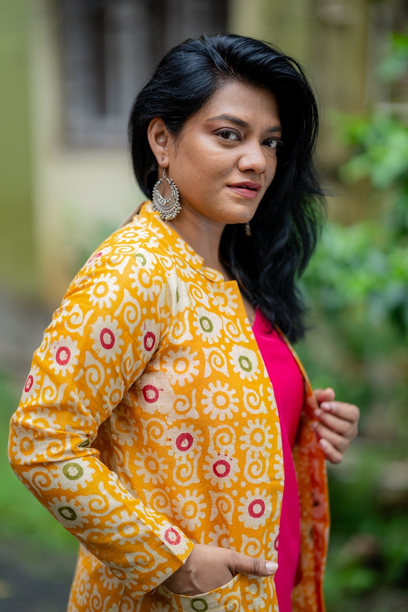 Poppy Set of Two Dresses Yellow Batik and Pink Silk