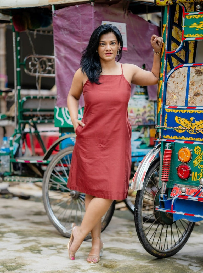 Maroon Silk Slip Dress