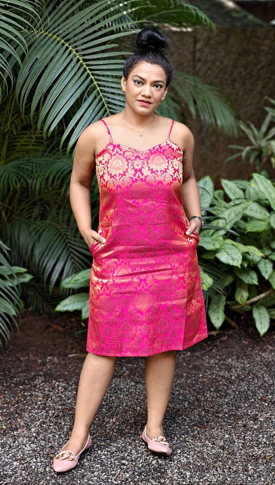 Pink Banarasi Silk Slip Dress