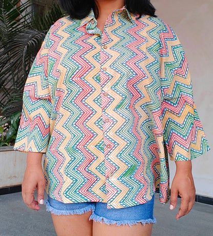 Multi Colored Printed Free Size Pure Cotton Shirt