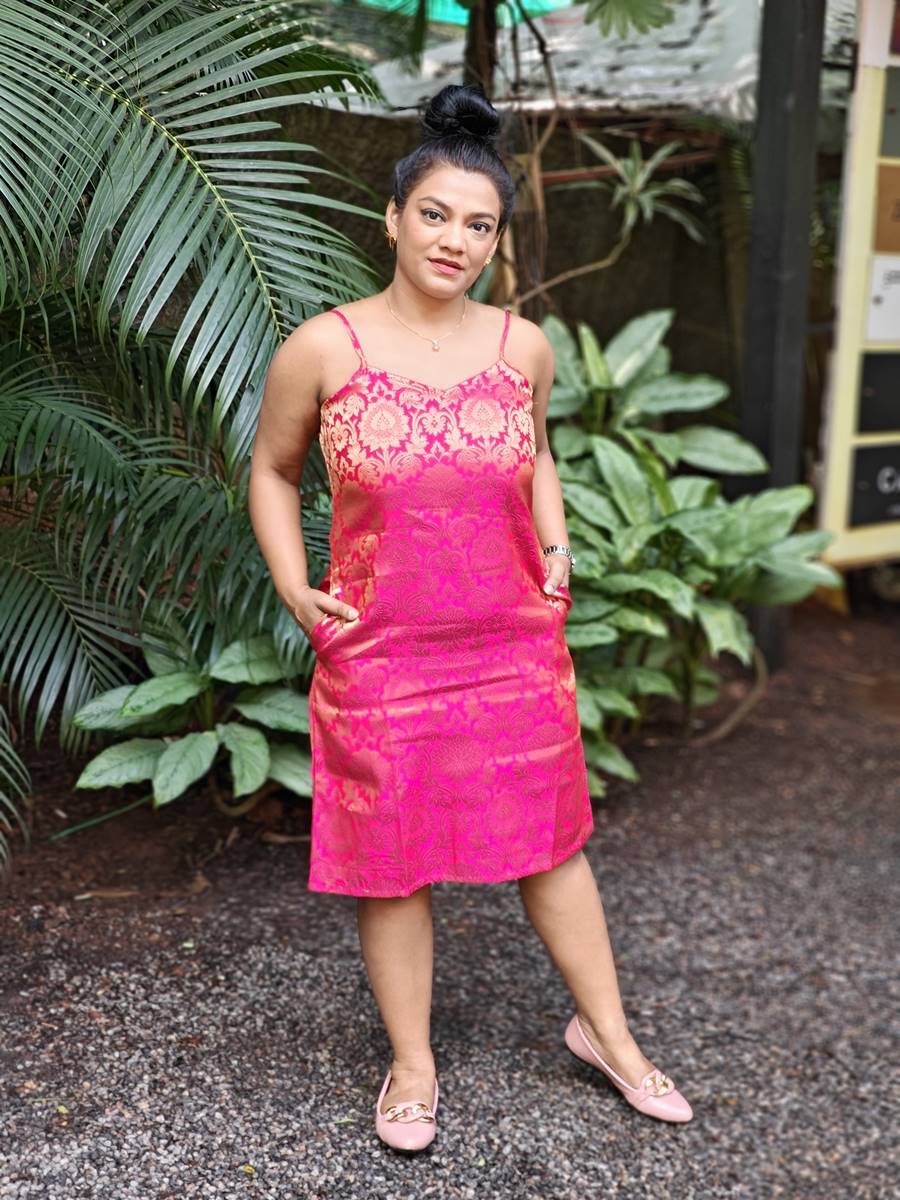 Pink Banarasi Silk Slip Dress