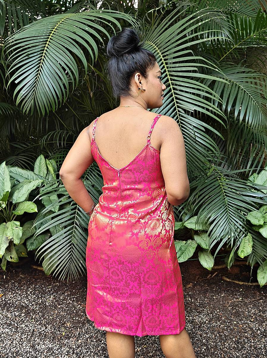 Pink Banarasi Silk Slip Dress