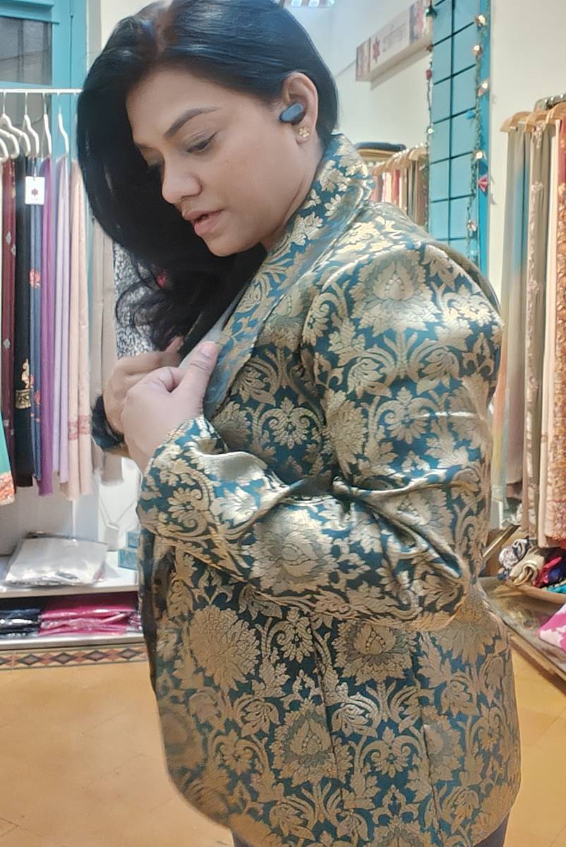 Green Handwoven Brocade Silk Jacket