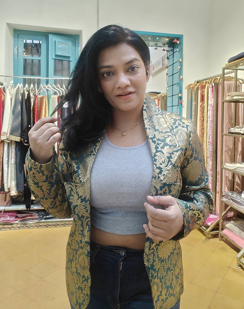 Green Handwoven Brocade Silk Jacket