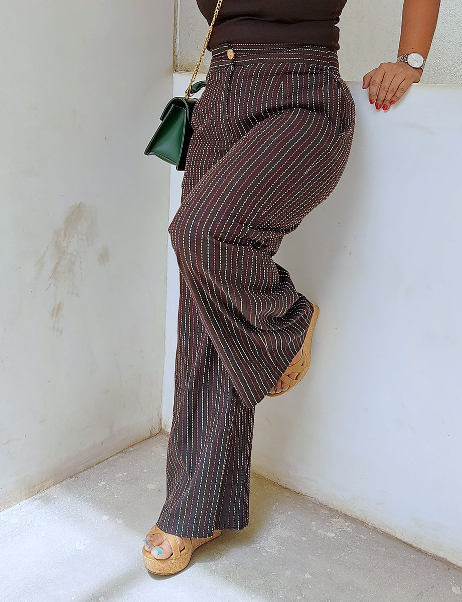 Pina Co-Ord Set Maroon Crop Top and Black Kantha Pants