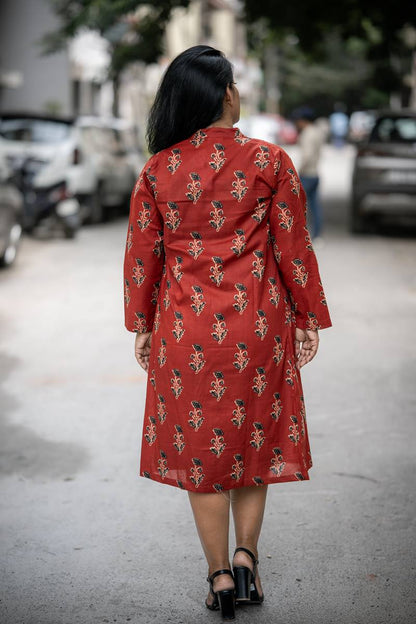 Red and Black Printed Cotton Set of Two Dresses