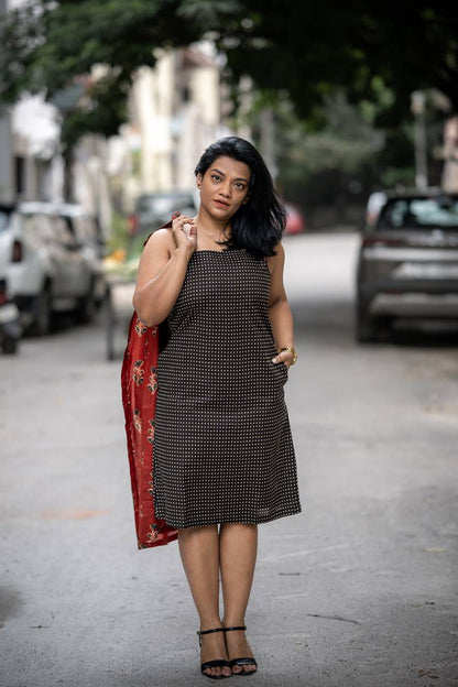 Red and Black Printed Cotton Set of Two Dresses