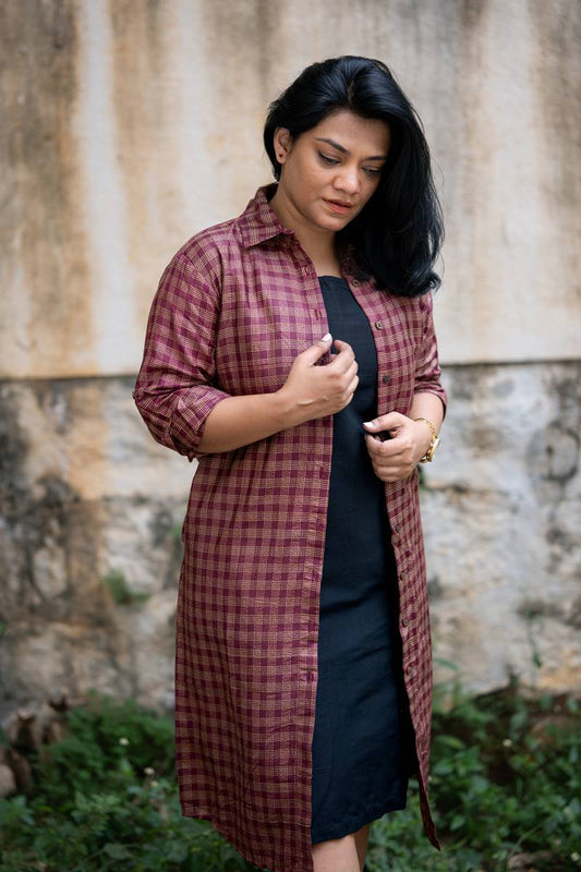 Plum Mulberry Silk and Black Silk  Set of Two Dresses