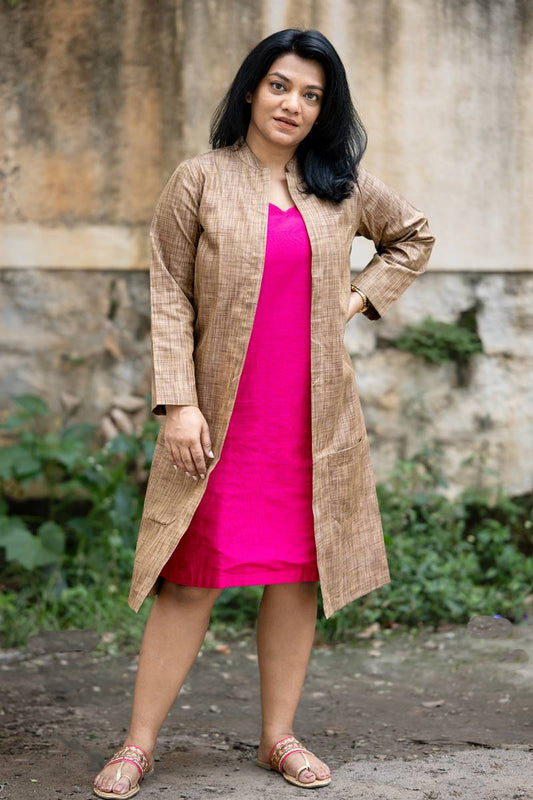 Brown Tussar and Silk Set of Two Dresses