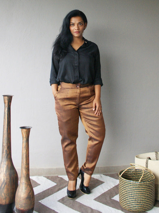 Copper and Black Brocade Pants