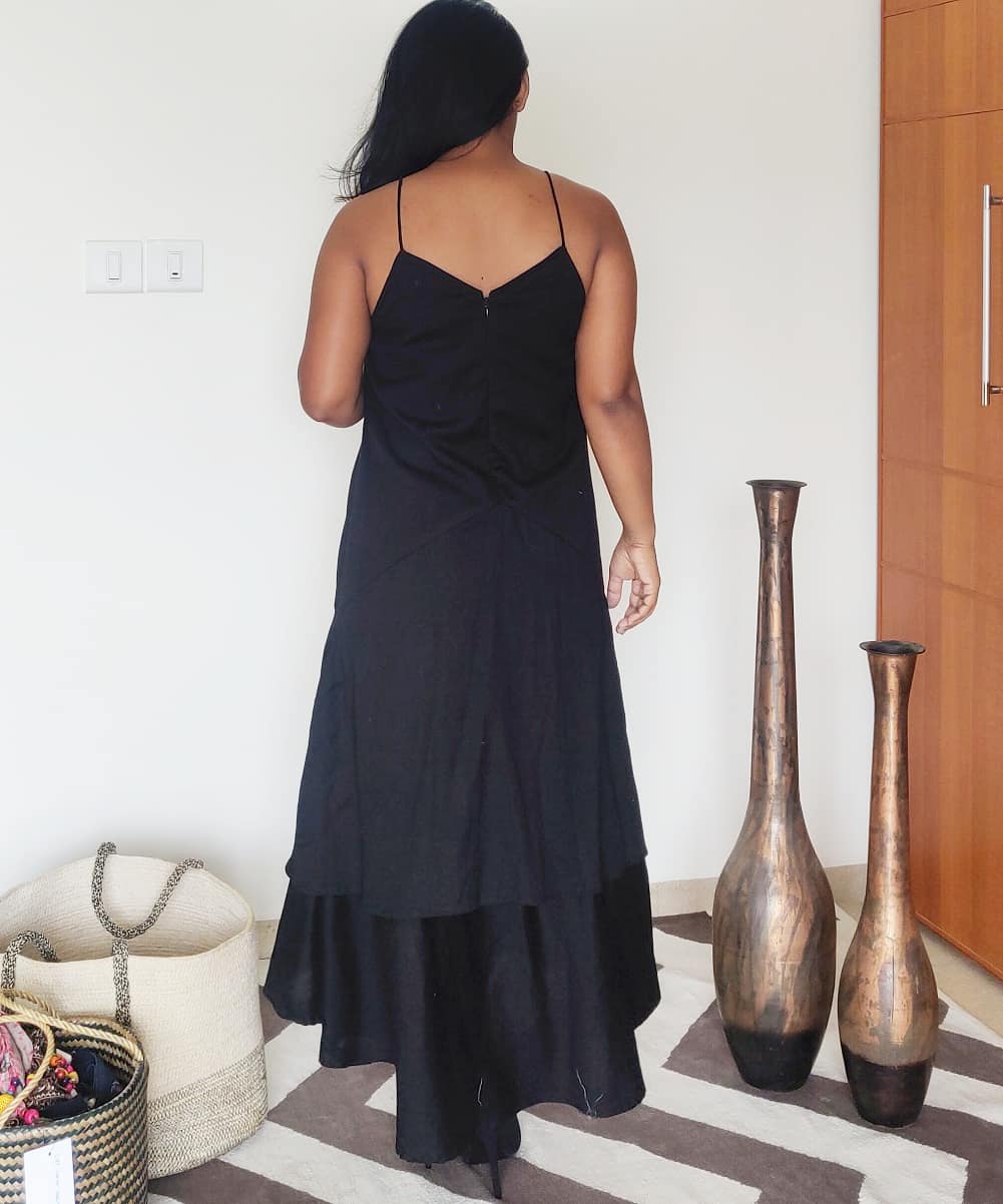 Black Handloom Cotton A Line Maxi Dress