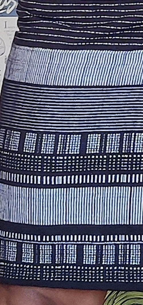 Black Handloom Cotton Embroidered Cotton Pencil Skirt