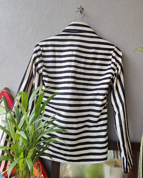 Black and White Stripped Pure Cotton Jacket
