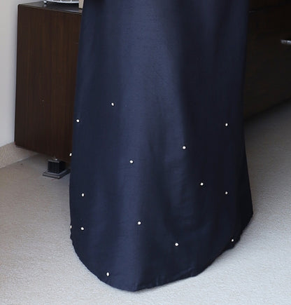 Black Cotton Silk Maxi Dress