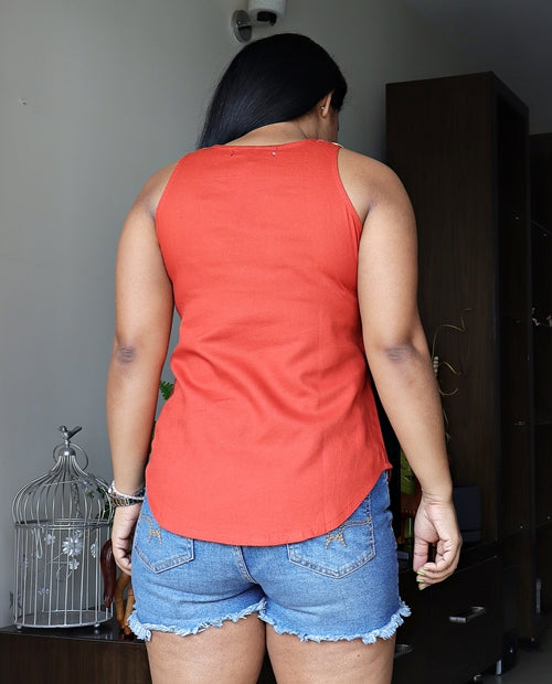 Burnt Orange Shell Cotton Top