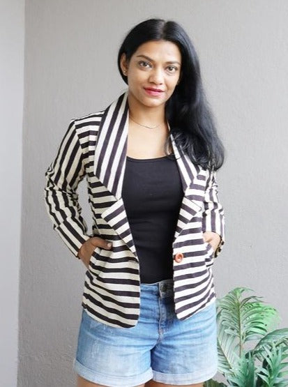 Black And White Stripped Jacket Pure Cotton