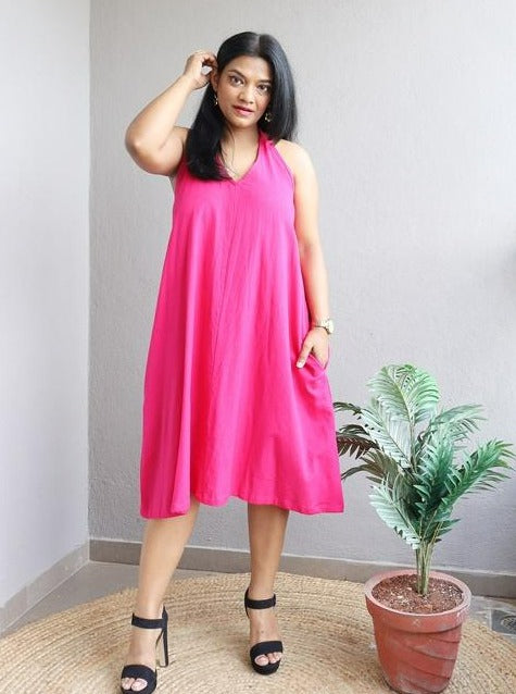 Hot PinK A Line Dress