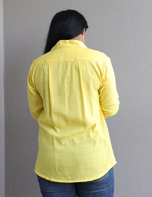 Yellow Linen Cotton Full Shirt