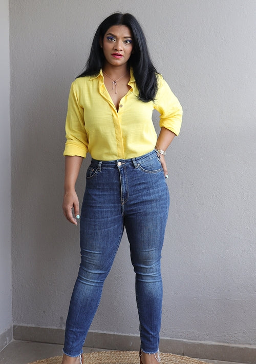 Yellow Linen Cotton Full Shirt