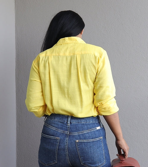 Yellow Linen Cotton Full Shirt