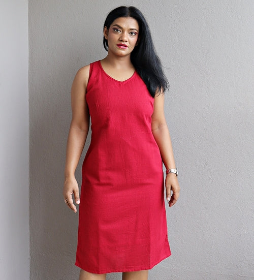 Indigo and Red Set of Two Dresses