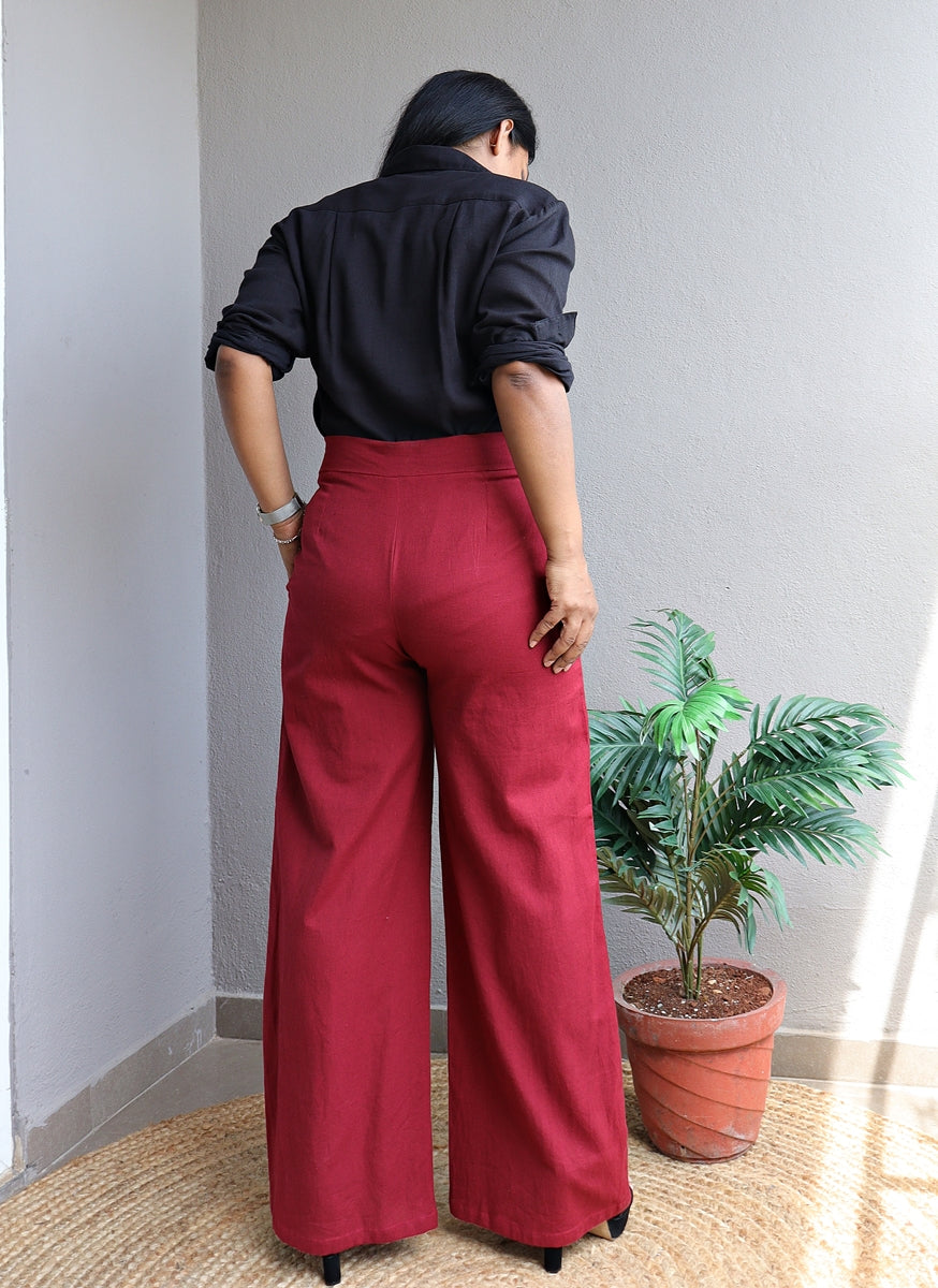 Abstract Print Satin Linen Shirt  Pants Coord Set