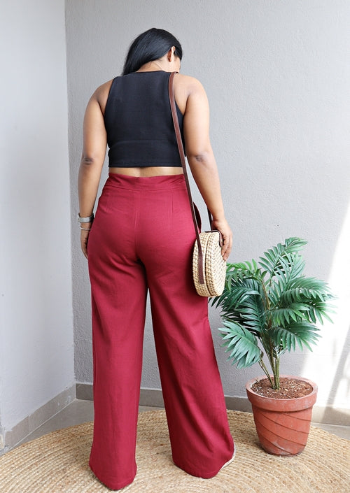 Buy MISS MOLY Women's High Waist Wide Leg Palazzo Pants Business Casual  Stretch Trousers Dress Pants, Burgundy, Medium at Amazon.in