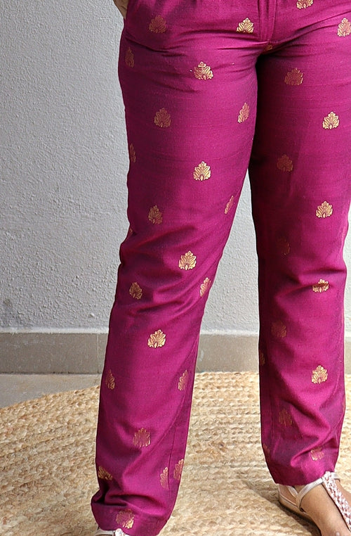 Buy Fuchsia Pink and Gold Brocade Pants Online at Jaypore.com
