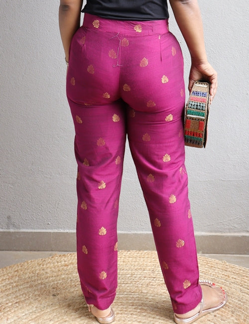 Shop Pink Brocade Pants by ASMI BY MAYANK MODI at House of Designers –  HOUSE OF DESIGNERS