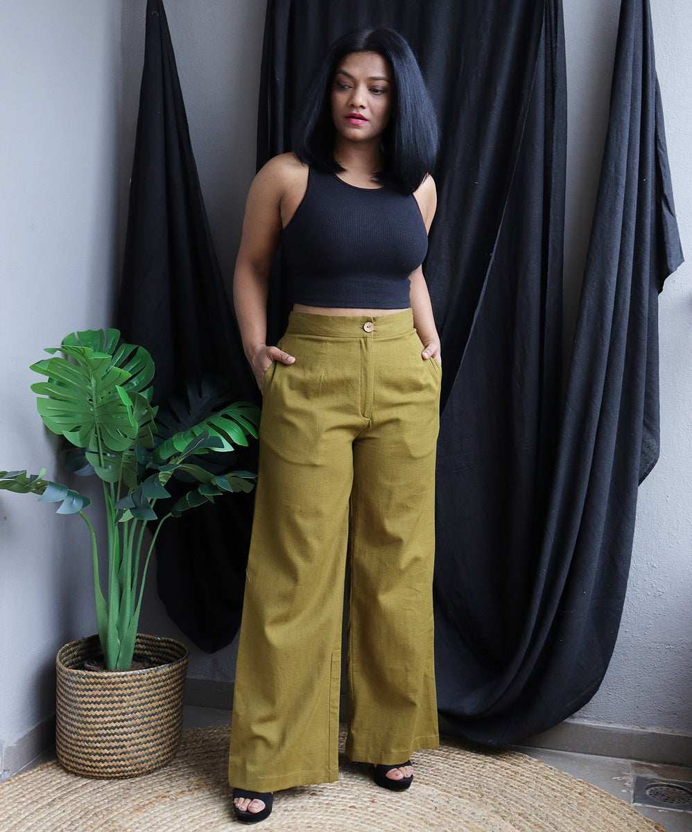 Cute Light Olive Green Wide Leg Tie Front Pants  Cute Green Summer Juniors  Pants  Lily Boutique