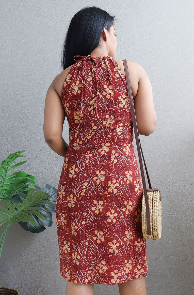 Cotton tribal hand Block Printed low outlets back halter dress