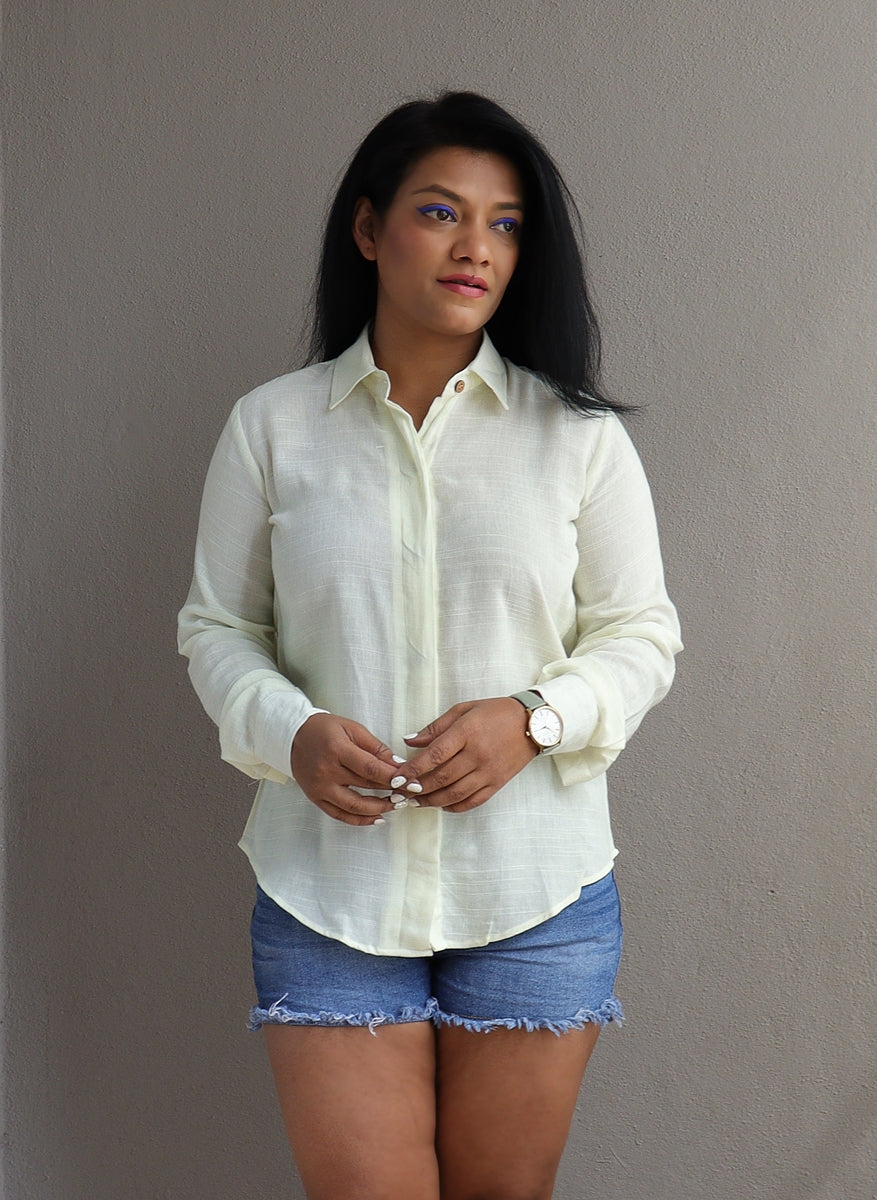 Cream Linen Cotton Full Shirt