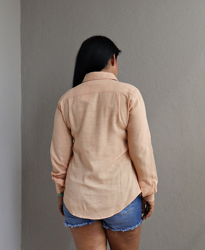 Peach Nud Linen Cotton Full Shirt
